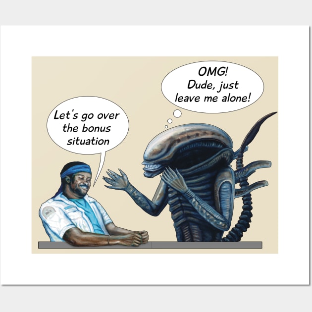 Xenomorph and Parker. Alien (1979) parody print Wall Art by SPACE ART & NATURE SHIRTS 